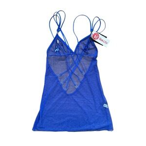 NWT bright blue mesh strappy slip dress